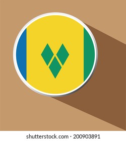 Saint Vincent and the Grenadines flag button icon with long shadow 