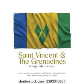 Saint Vincent and the Grenadines Flag, Celebrating Independence Day. Abstract waving flag on white background Country Flag.