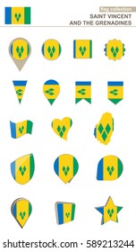 Saint Vincent and the Grenadines Flag Collection. Big set for design. Vector Illustration.