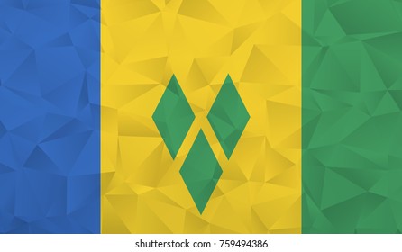 Saint vincent and the grenadines flag - geometric rumpled triangular low poly style gradient graphic, polygonal design for your. Vector illustration eps 10.