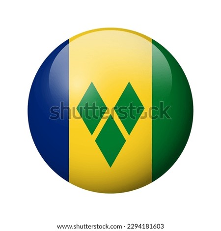 Saint Vincent and the Grenadines flag - glossy circle badge. Vector icon.