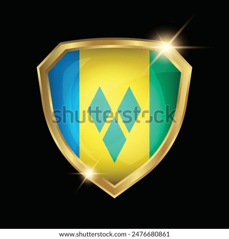 Saint Vincent and the Grenadines Flag Golden Shield Logo