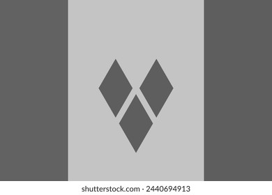 Saint Vincent and the Grenadines flag - greyscale monochrome vector illustration. Flag in black and white
