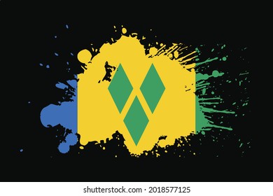 Saint Vincent and the Grenadines Flag With Grunge Effect Design. It will be used t-shirt graphics, print, poster and Background.