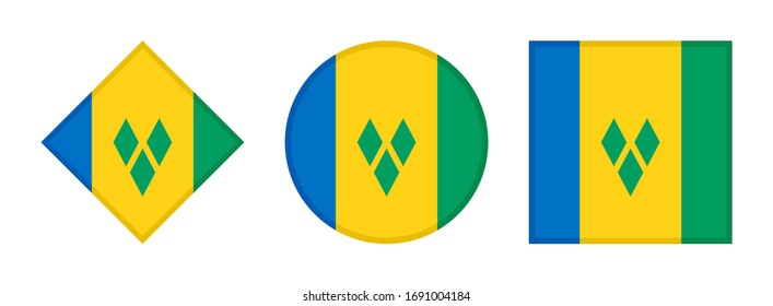 saint vincent and the grenadines flag icon set, isolated on white background