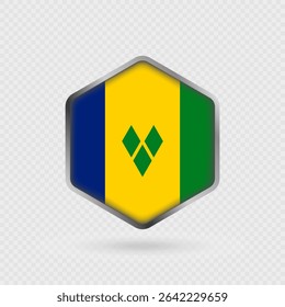 Saint Vincent and the Grenadines Flag Icon in Hexagon Shape.