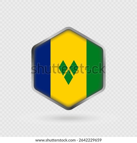 Saint Vincent and the Grenadines Flag Icon in Hexagon Shape.