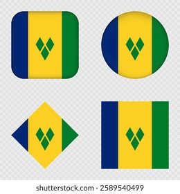 Saint Vincent and the Grenadines Flag Icons Pack. Vector illustration.