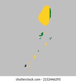 Bandera de San Vicente y las Granadinas dentro de los límites del mapa ilustración vectorial