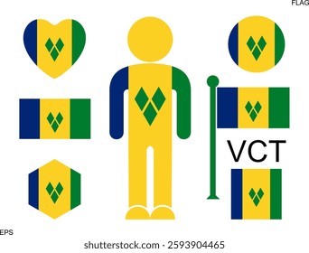 Saint Vincent and the Grenadines flag. Isolated Saint Vincent and the Grenadines flag on white background