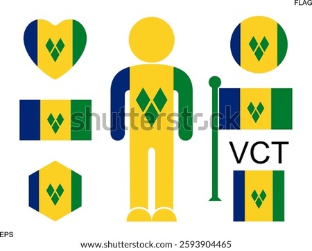 Saint Vincent and the Grenadines flag. Isolated Saint Vincent and the Grenadines flag on white background