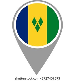 St. Vincent und Grenadinen Fahne Standort Pin, St. Vincent und Grenadinen Fahne auf Standort Pin, St. Vincent und Grenadinen Kartenzeiger in hoher Qualität