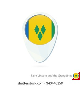 Saint Vincent and the Grenadines flag location map pin icon on white background. Vector Illustration.