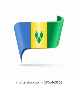 Saint Vincent and the Grenadines flag map pointer layout. Vector illustration.
