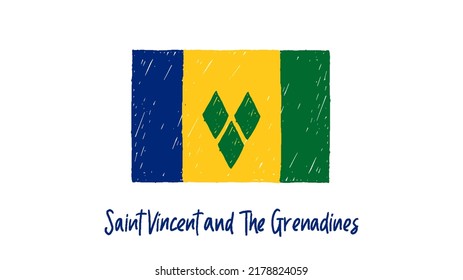 Marcador de la bandera de San Vicente y las Granadinas o vector de ilustración de esbozo del lápiz