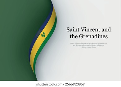 Saint Vincent and the Grenadines flag on Waving ribbon. Template for independence day