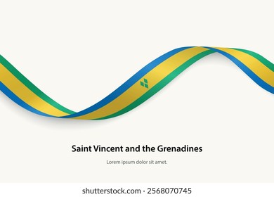 Saint Vincent and the Grenadines flag on Waving ribbon. Template for independence day