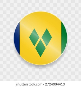 St. Vincent und die Grenadinen Flagge auf Knopfdruck glänzend Glas