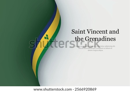 Saint Vincent and the Grenadines flag on Waving ribbon. Template for independence day