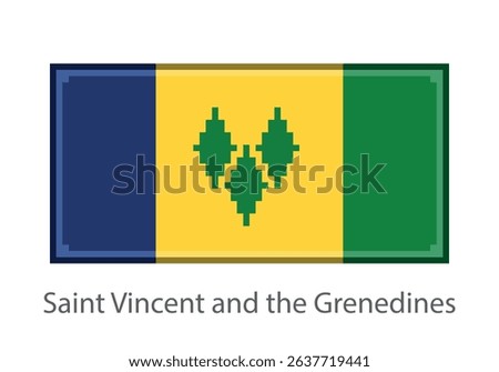 Saint Vincent and grenadines flag. Pixel art style (vector).