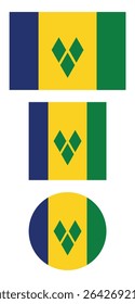 
Saint Vincent and the Grenadines flag PNG vector. Saint Vincent and the Grenadines square and round icon isolated on transparent PNG background. Saint Vincent and the Grenadines flag icon.