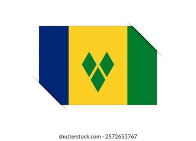 Saint Vincent and the Grenadines flag - rectangle colorful flag representing a country cultural identity and heritage. The essence of national pride and unity. Attached by the corners in a paper album