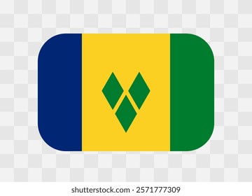 Saint Vincent and the Grenadines flag - rounded rectangle colorful flag representing a country cultural identity and heritage. The essence of national pride and unity. Vector flag on transparent