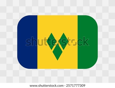 Saint Vincent and the Grenadines flag - rounded rectangle colorful flag representing a country cultural identity and heritage. The essence of national pride and unity. Vector flag on transparent