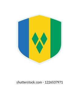 Saint Vincent and the Grenadines flag. Saint Vincent and the Grenadines shield flag.