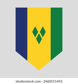 Saint Vincent and The Grenadines Flag in Shield Shape