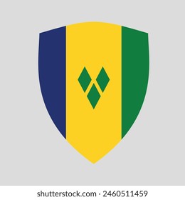 Saint Vincent and The Grenadines Flag in Shield Shape