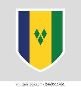 Saint Vincent and The Grenadines Flag in Shield Shape