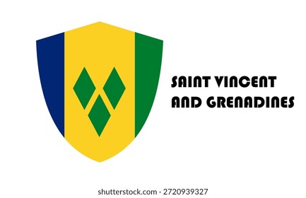 Saint Vincent and Grenadines flag in shield shape (badge)