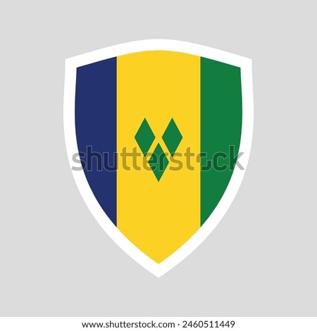 Saint Vincent and The Grenadines Flag in Shield Shape