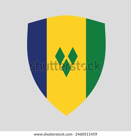 Saint Vincent and The Grenadines Flag in Shield Shape