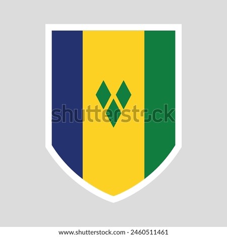 Saint Vincent and The Grenadines Flag in Shield Shape