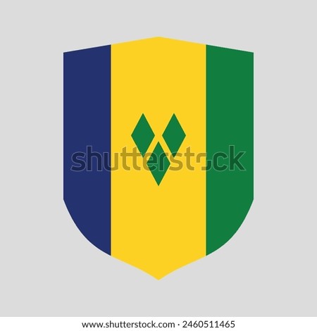 Saint Vincent and The Grenadines Flag in Shield Shape