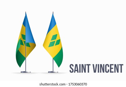 Saint Vincent and the Grenadines flag state symbol isolated on background national banner. Greeting card National Independence Day Republic of Saint Vincent and the Grenadines. banner realistic flag.