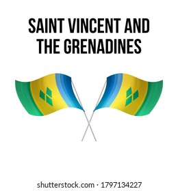 Saint Vincent and the Grenadines flag state symbol isolated on background national banner. Greeting card National Independence Day Republic of Saint Vincent and the Grenadines. banner realistic flag.