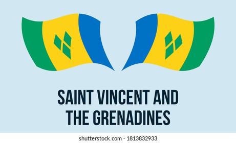 Saint Vincent and the Grenadines flag state symbol isolated on background national banner. Greeting card National Independence Day Republic of Saint Vincent and the Grenadines. banner realistic flag.