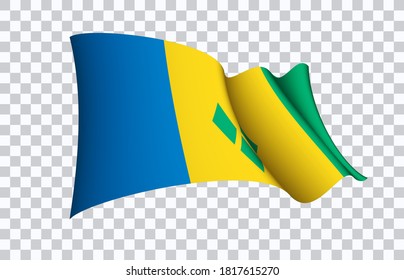 Saint Vincent and the Grenadines flag state symbol isolated on background national banner. Greeting card National Independence Day Republic of Saint Vincent and the Grenadines. banner realistic flag.