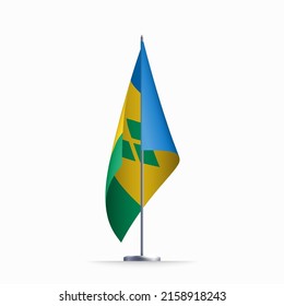 Saint Vincent and the Grenadines flag state symbol isolated on background national banner. Greeting card National Independence Day Republic of Saint Vincent and the Grenadines. banner realistic flag.