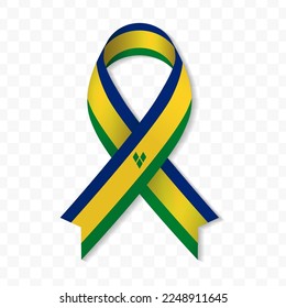 Saint Vincent and the Grenadines flag stripe ribbon vector illustration on a transparent background vector image (PNG).