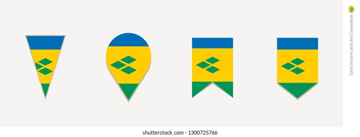 Saint Vincent and the Grenadines flag in vertical design, vector illustration.