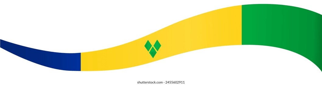 Saint Vincent and the Grenadines flag wave isolated on png or transparent background vector illustration.