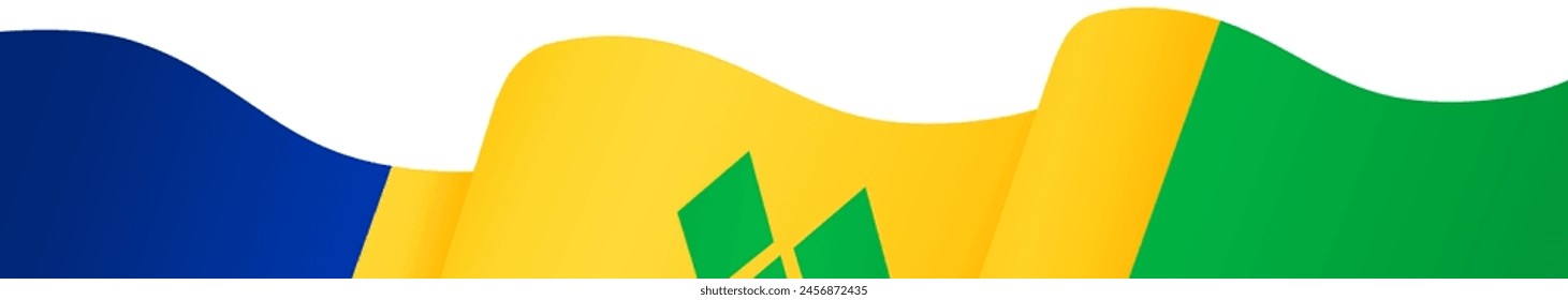 Onda de bandera de San Vicente y las Granadinas aislada en png o Ilustración vectorial de fondo transparente.