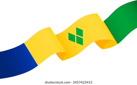 Saint Vincent and the Grenadines flag wave isolated on png or transparent background vector illustration.