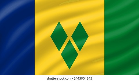 Saint Vincent and the Grenadines  flag waving. Background. Vector