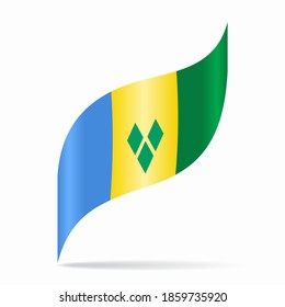 Saint Vincent and the Grenadines flag wavy abstract background. Vector illustration.