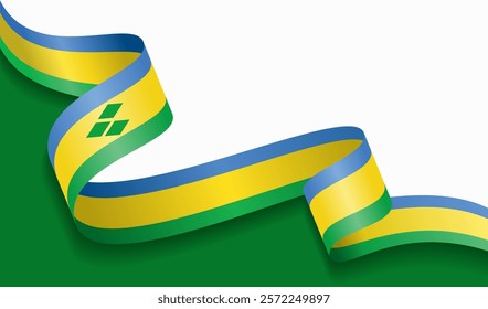 Saint Vincent and the Grenadines flag wavy abstract background. Vector illustration.